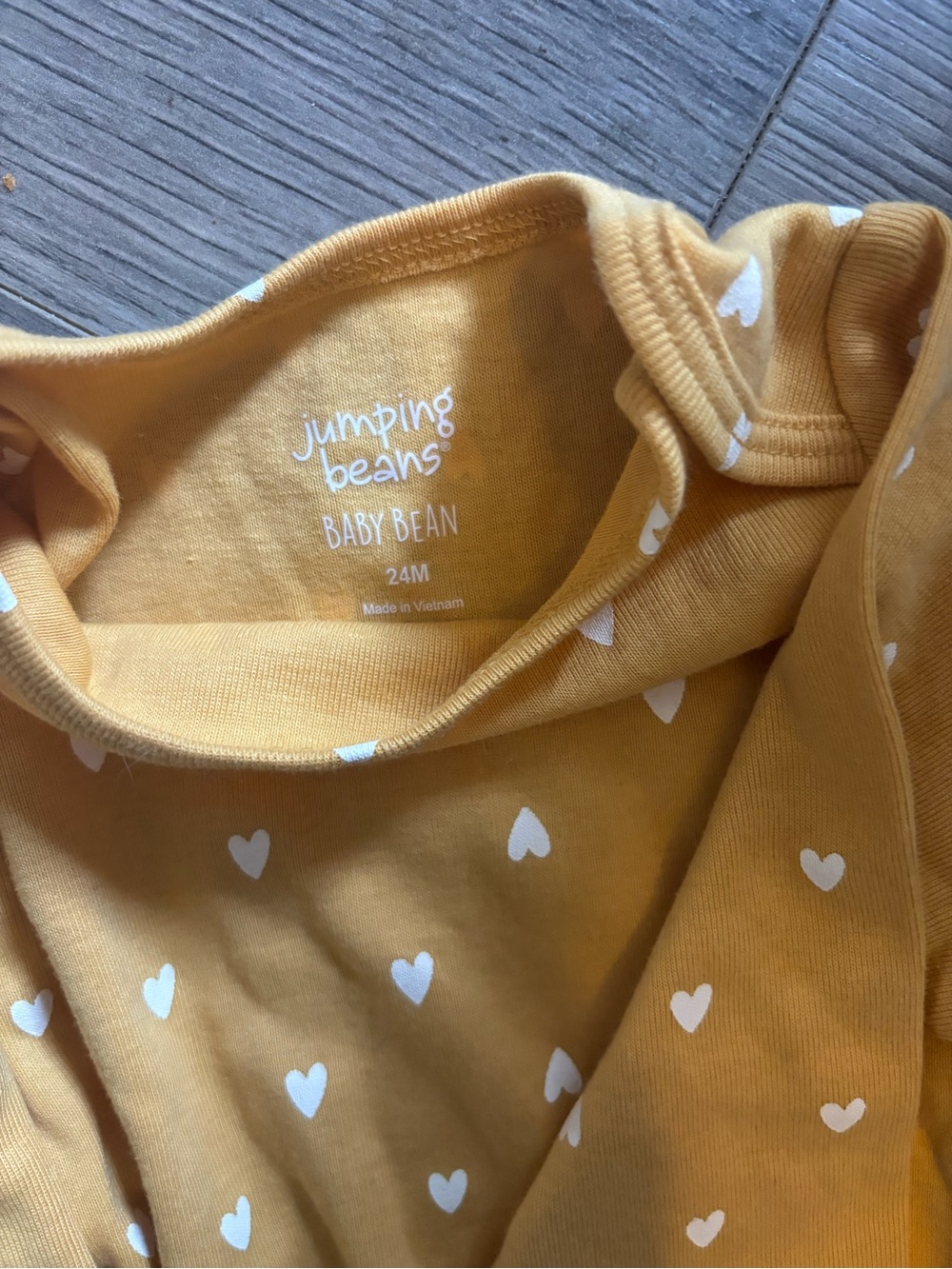 Mustard Heart Print Long-Sleeve Baby One-Piece - Picture 2 of 3